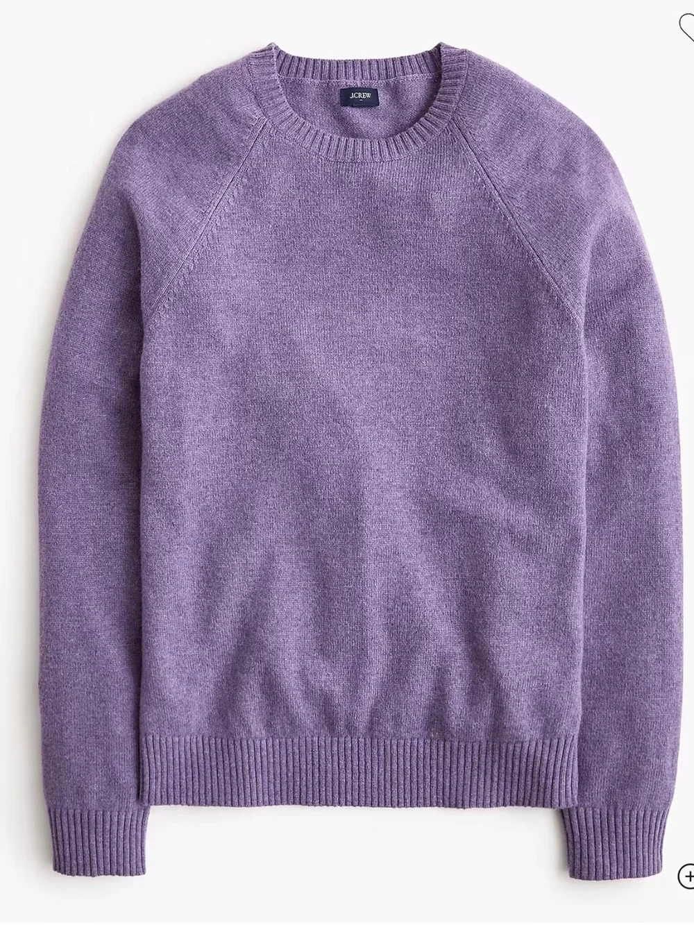 J crew heather lilac Crewneck sweater in supersoft lambswool blend